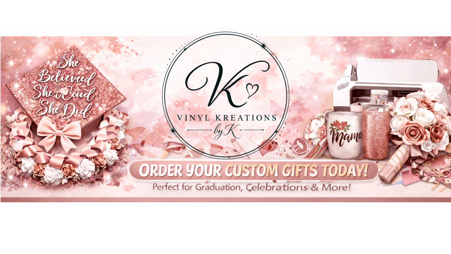 Custom vinyl creations - mugs, wine glasses, and bottles